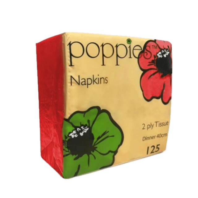 142-Poppies-Napkin-Red-4-Fold-2ply-40cm-2000-510&#215;510 Background Removed
