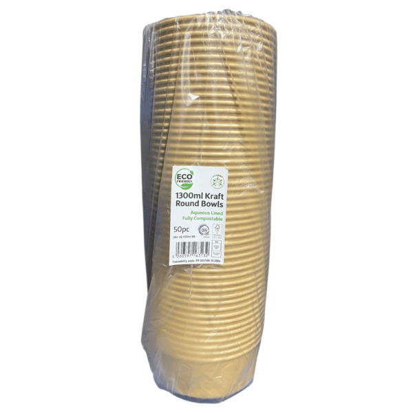 Aqueous Kraft Round Bowls 1300ml - Image 2