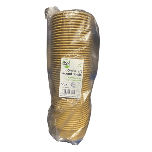 Aqueous Kraft Round Bowls 500ml - Image 2