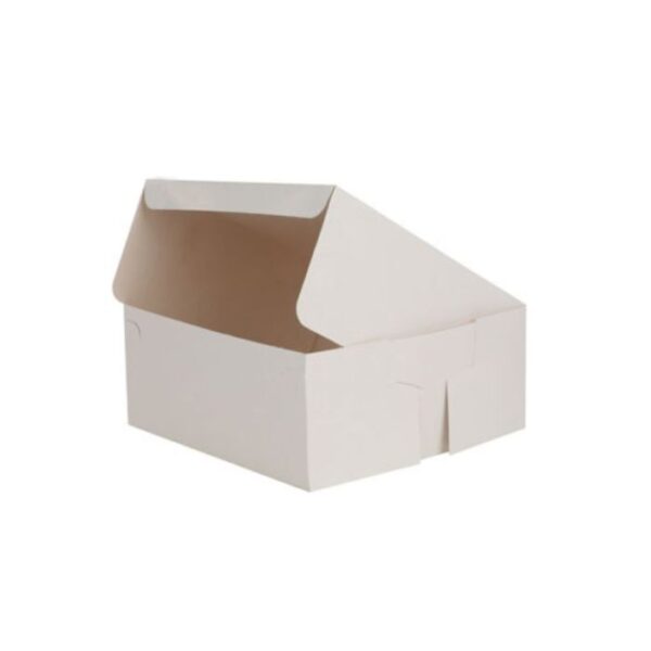 White Cake Box 4 Point Glued 7x7x3″