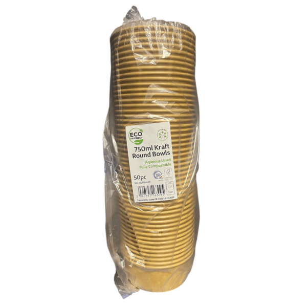 Aqueous Kraft Round Bowls 750ml - Image 3