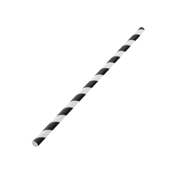 Paper White and Black Straws 5.5"