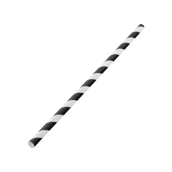 Paper Black and White Smoothie Straws 8"