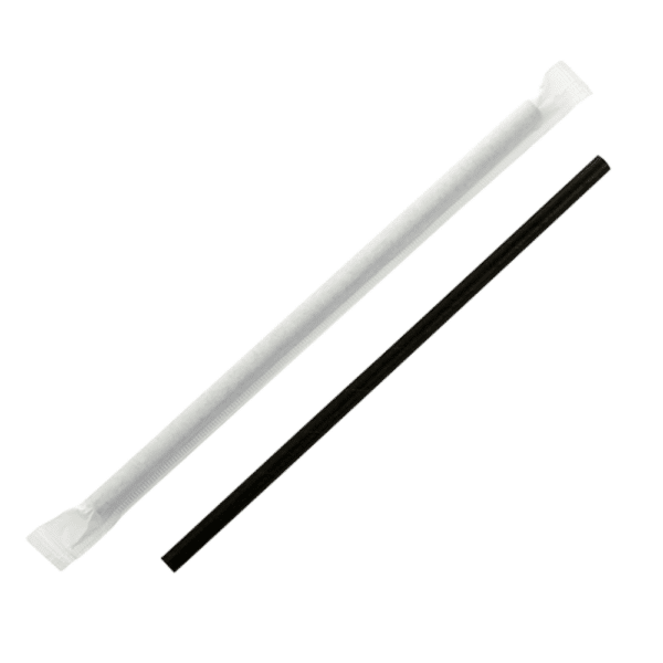 Paper Wrapped Black Smoothie Straws 8"