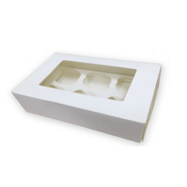 White 6 Cupcake Box with Window