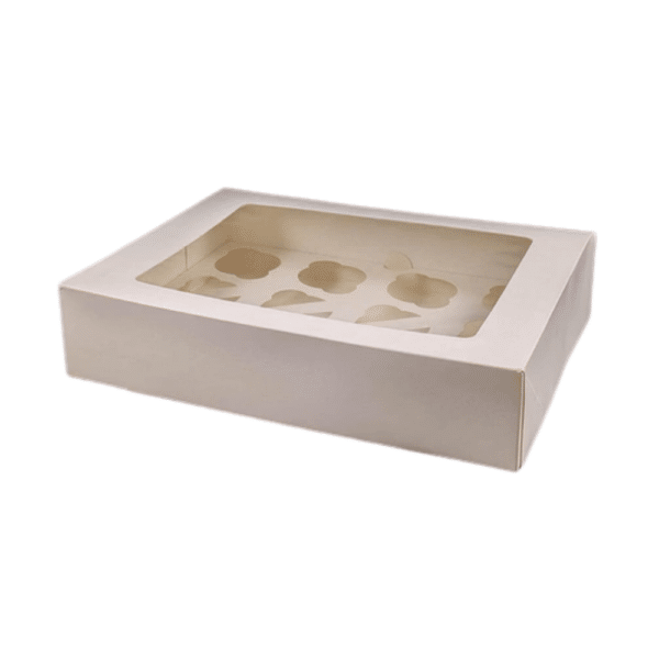 White 12 Cupcake Box with Window