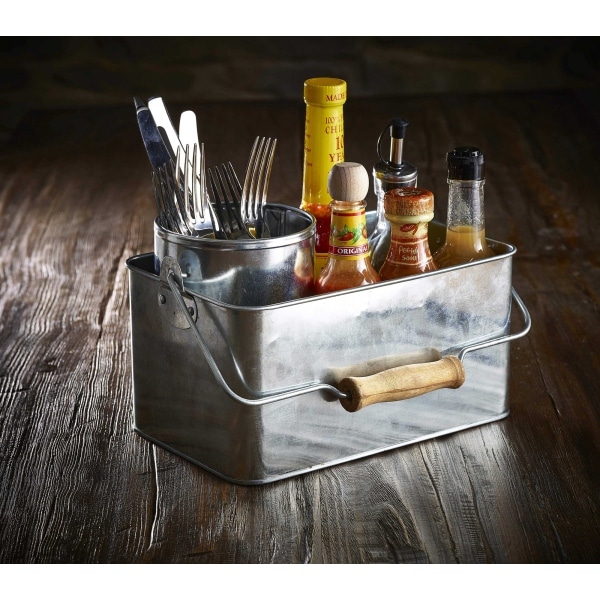 Galvanised Steel Rectangular Table Caddy 24.5x15.5x12.5cm - Image 2